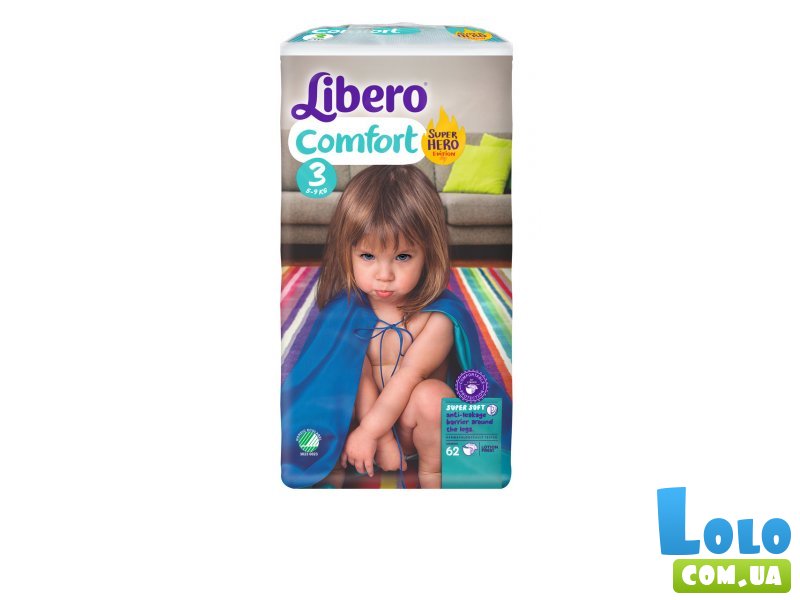 Подгузники Libero Comfort Размер 3 (4-9кг), 62 шт (6517-31)