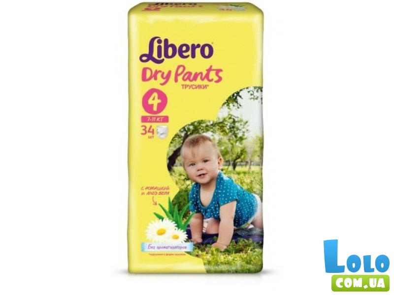Подгузники-трусики Libero Dry Pants Размер 4 (7-11кг), 34 шт (3869-00)