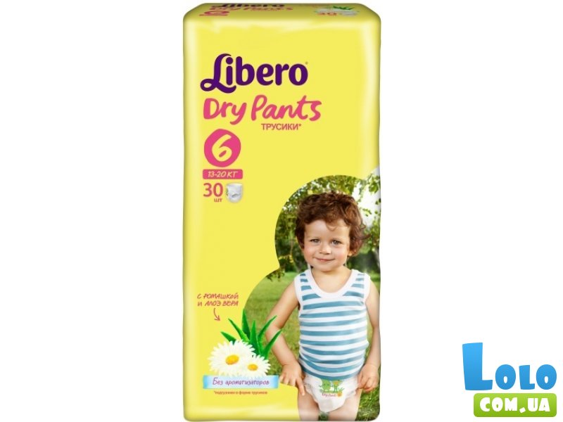 Подгузники-трусики Libero Dry Pants Размер 6 (13-20кг), 30 шт (3878-01)