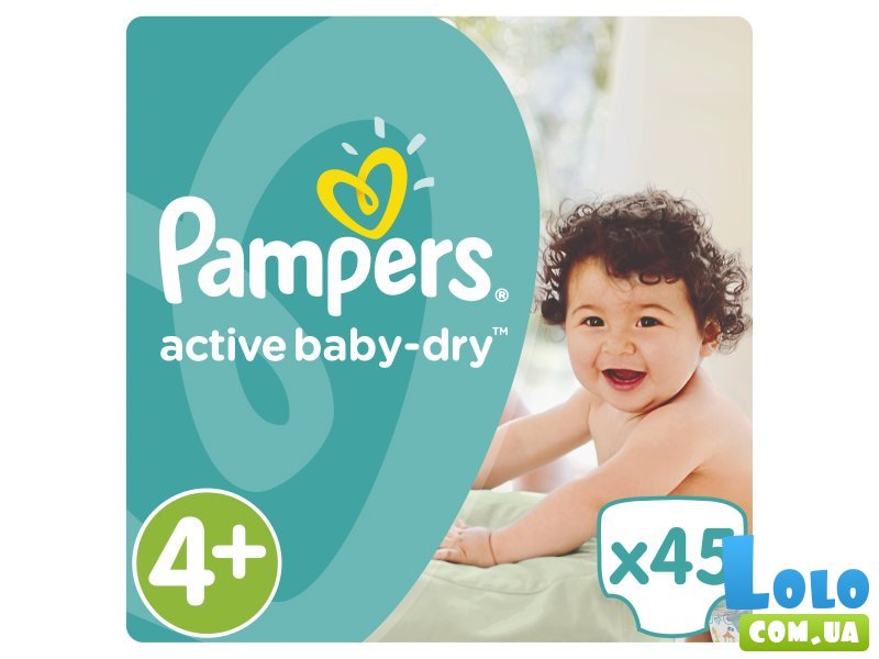 Подгузники Pampers Active Baby-Dry Размер 4+ (Maxi+) 9-16 кг, 45шт (4015400735724)