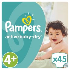 Подгузники Pampers Active Baby-Dry Размер 4+ (Maxi+) 9-16 кг, 45 шт (4015400735724)