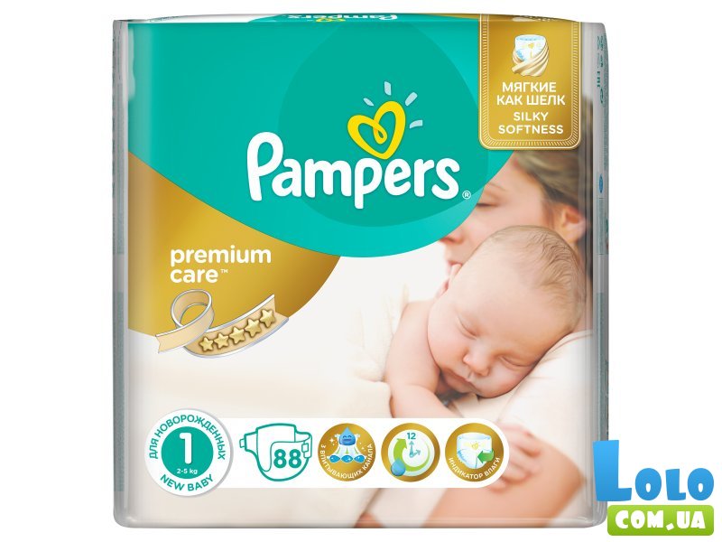 Подгузники Pampers Premium Care Размер 1 (New Born) 2-5 кг, 88 шт (4015400741602)