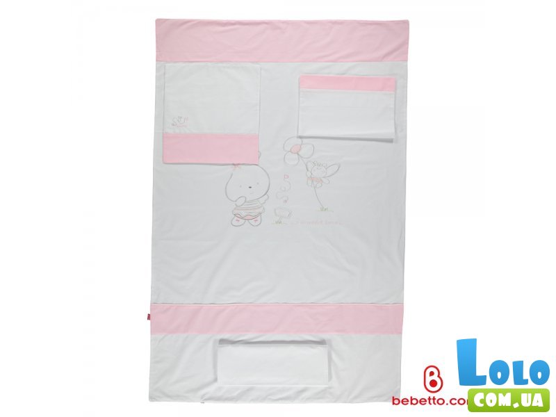 Сменный постельный комплект Bebetto Tavsan 267 (розовый с белым), 4 эл