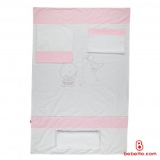 Сменный постельный комплект Bebetto Tavsan 267 (розовый с белым), 4 эл