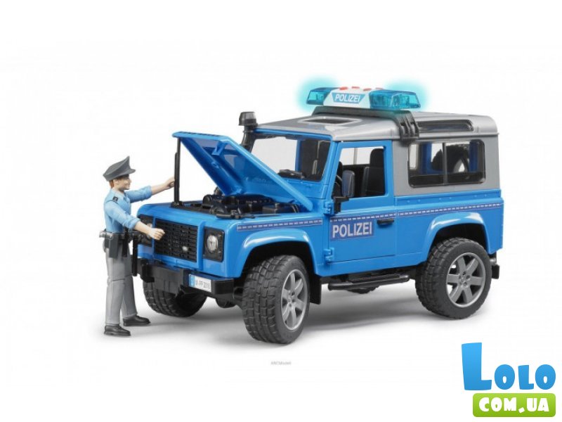 Джип Полиция Land Rover Defender с фигуркой, Bruder