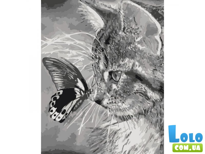 Картина по номерам Котенок и бабочка, Идейка (40х50 см)