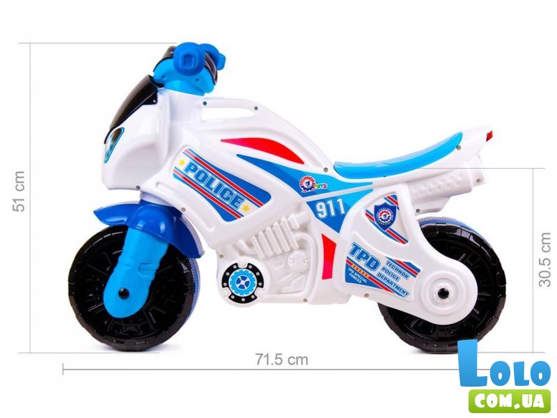 Мотоцикл - толокар, ТехноК (белый с синим)