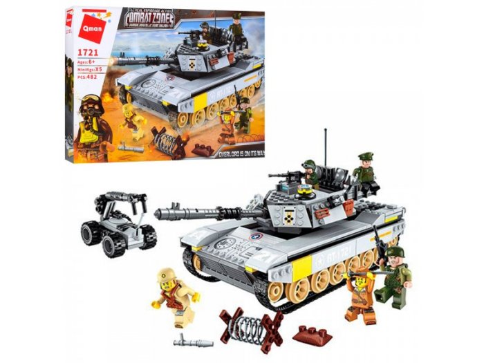Конструктор Военный танк, Qman (1721), 482 дет.