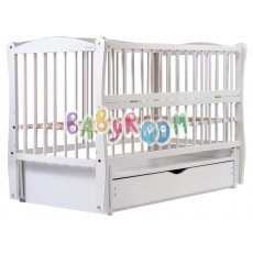 Кроватка Babyroom "Элит" DEMYO-5 (белый), шарнирная с ящиком и откидной боковиной