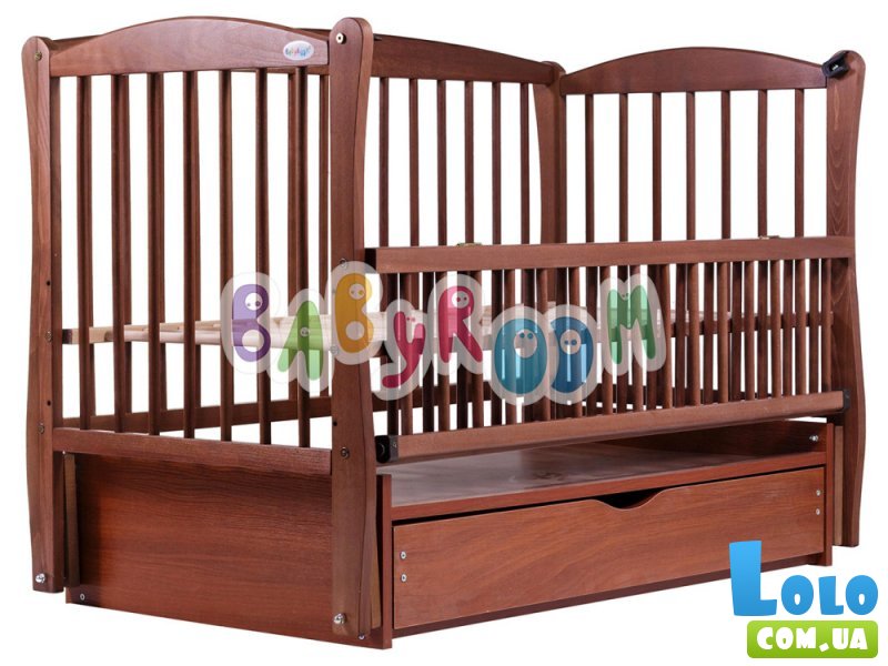 Кроватка Babyroom "Элит" DEMYO-5 (тик), шарнирная с ящиком и откидной боковиной
