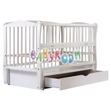 Кроватка Babyroom "Элит" DER-7 (белый), шарнирная с ящиком и откидной боковиной