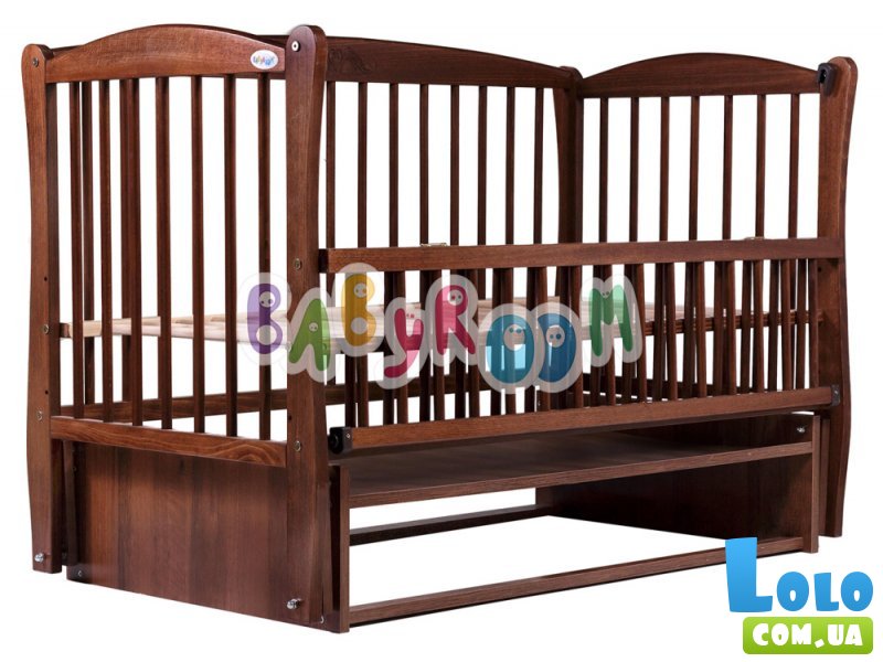 Кроватка Babyroom "Элит" DER-7 (орех), шарнирная с откидной боковиной