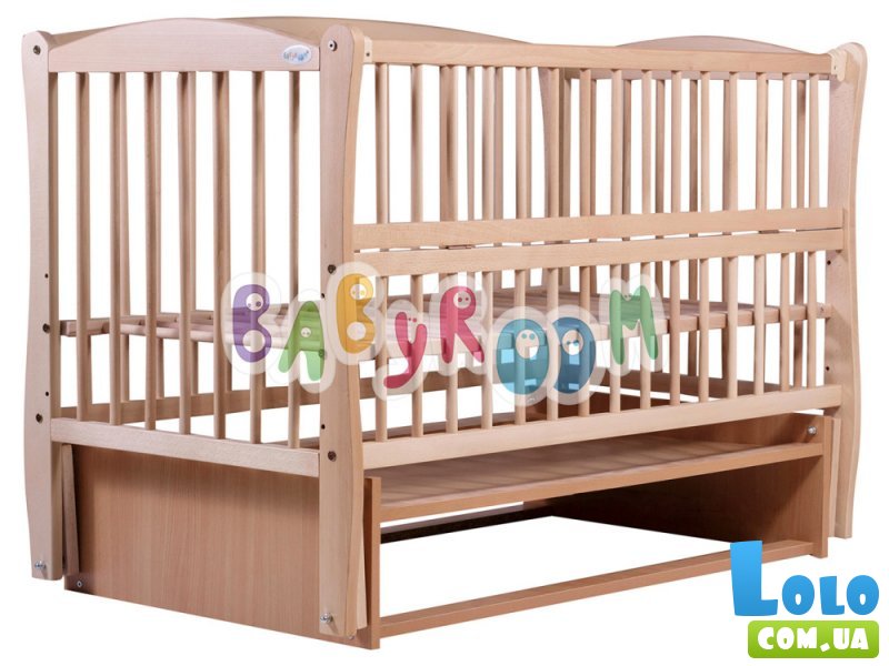 Кроватка Babyroom "Элит" DER-7 (натуральный), шарнирная с откидной боковиной