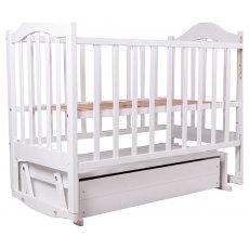 Кроватка Babyroom "Дина" D301 (белая), шарнирная с ящиком и откидной боковиной