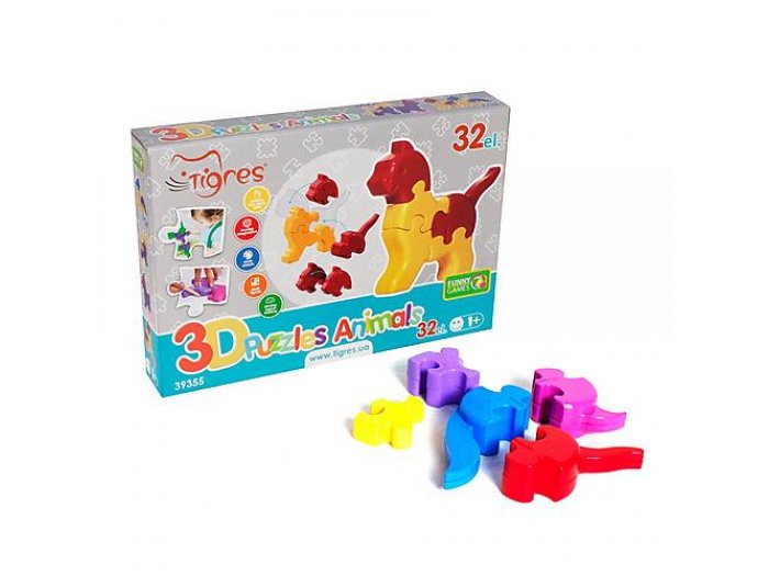 Пазлы 3D Животные, Тигрес, 32 эл.