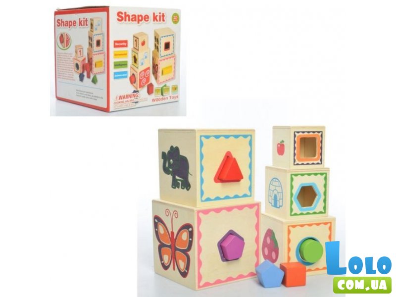 Деревянные кубики Пирамидка, сортер