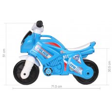 Мотоцикл - толокар Полиция с музыкальным рулем, ТехноК (голубой)