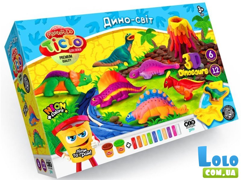 Тесто для лепки Динозавры Master Do, Danko Toys, 12 цветов