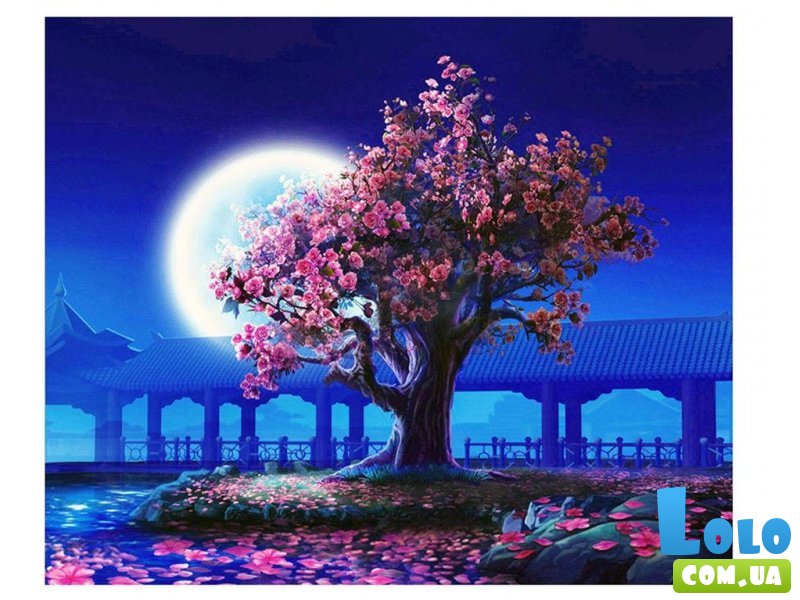 Картина по номерам Цветущая сакура над озером, Brushme (40х50 см)