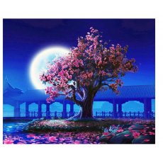 Картина по номерам Цветущая сакура над озером, Brushme (40х50 см)