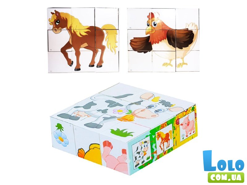 Кубики деревянные Домашние животные, Bamsic