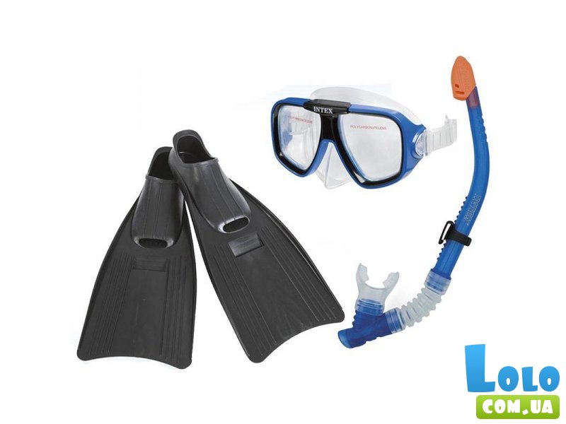 Набор для плавания маска, трубка и ласты, Intex