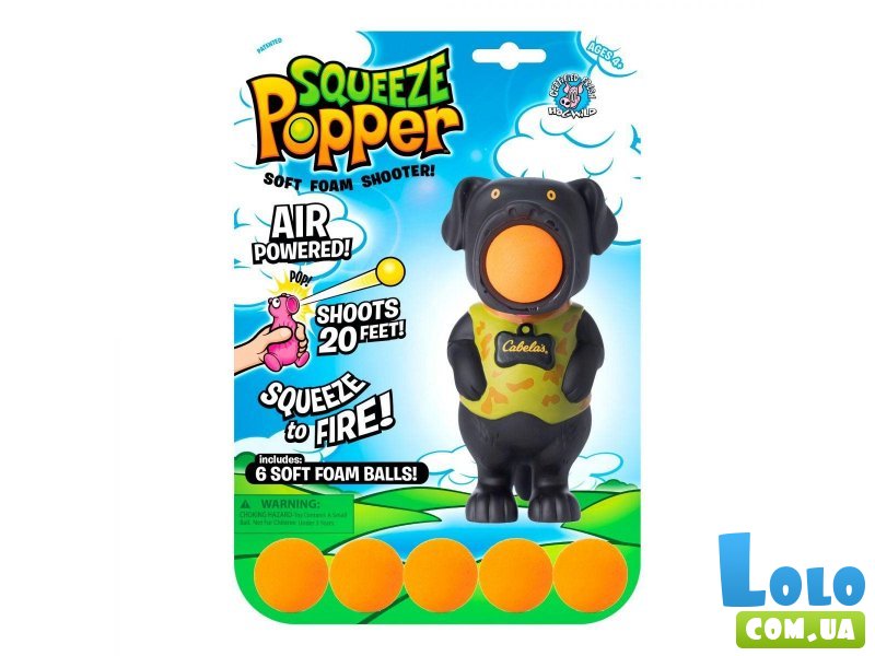 Игрушка Squeeze Popper "Стреляющая зверюшка. Собачка белая/Собачка черная"