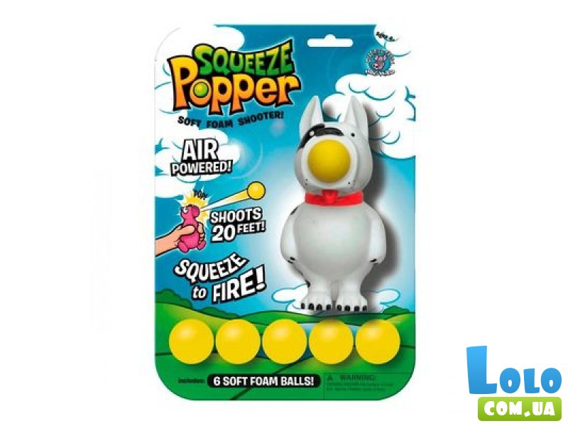 Игрушка Squeeze Popper "Стреляющая зверюшка. Собачка белая/Собачка черная"