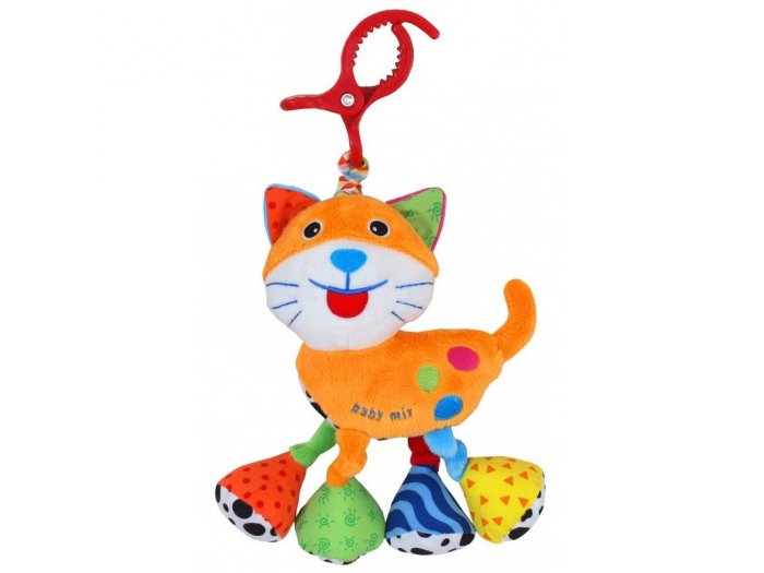 Игрушка мягкая с погремушкой и вибро с прищепкой Baby Mix "Котик" Baby Mix - купити в Україні