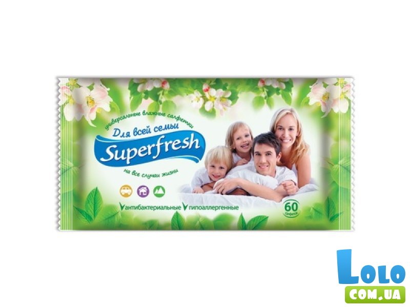 Салфетка влажная для всей семьи "Super Fresh", 60 шт.