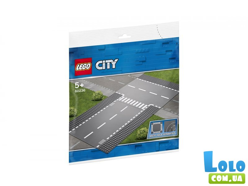 Конструктор Lego "Боковая и прямая дорога", серия "City", 2 эл.