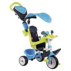 Детский металлический велосипед с козырьком и багажником Smoby "Бэби Драйвер", голубовато-зеленый