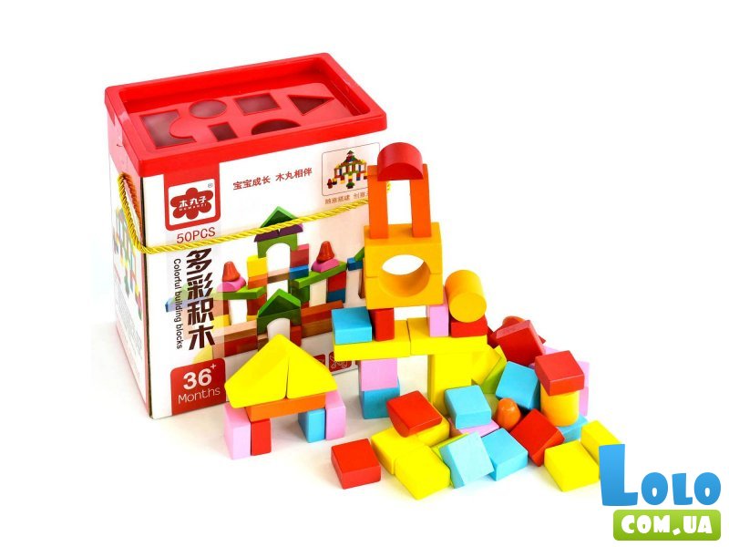 Кубики деревянные Городок (31373), 50 дет.