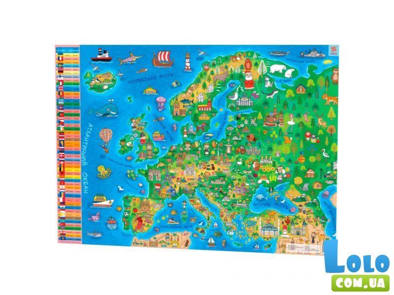 Плакат. Детская карта Европы, Зирка (укр)