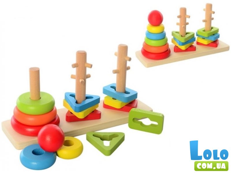 Деревянная игрушка Пирамидка-ключ (в ассортименте)