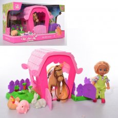 Кукла с конюшней для лошадки