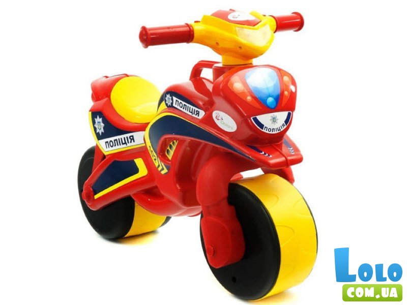 Мотоцикл - толокар с музыкальным рулем Полиция, Doloni Toys (красный)