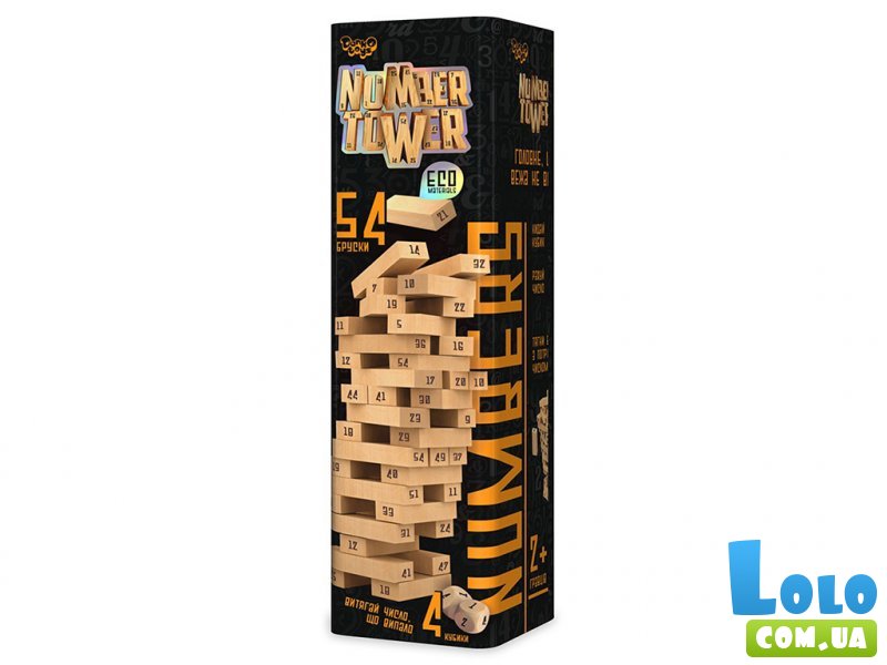 Настольная деревянная игра Дженга Number Tower, Danko Toys