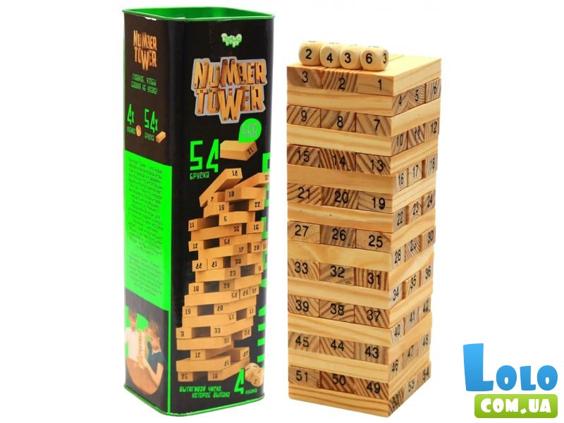 Настольная деревянная игра Дженга Number Tower, Danko Toys