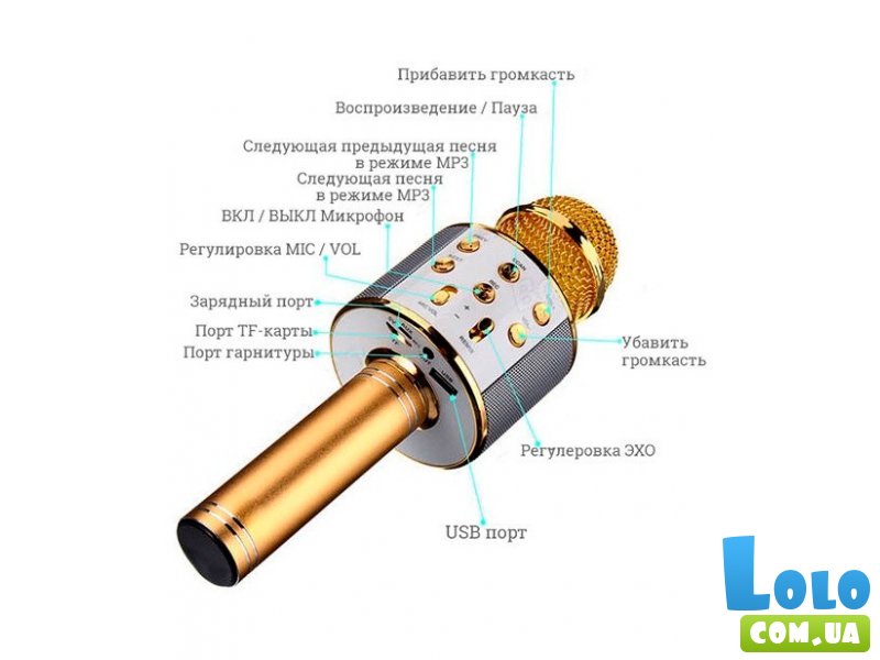 Беспроводной микрофон для караоке Wster (цвет золота)