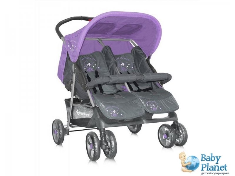 Прогулочная коляска Bertoni Baby Stroller Twin Grey&Violet Srtoller+Mama Bag (фиолетовая с серым)