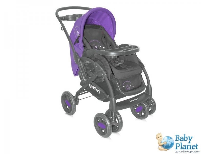 Коляска-трансформер Bertoni Baby Stroller Flair Grey&Violet Stroller+Mama Bag (фиолетовая с серым)