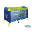 Кроватка-манеж Bertoni Arena 2 Layers Dinos Blue (синяя с желтым и зеленым), с рисунком