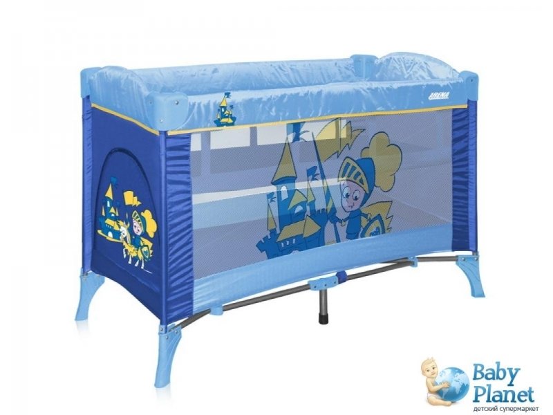 Кроватка-манеж Bertoni Arena 2 Layers Blue Knight (синяя), с рисунком