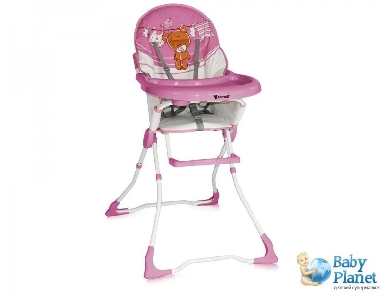 Стульчик для кормления Bertoni High Chair Candy Pink Teddy Bear (розовый с белым)