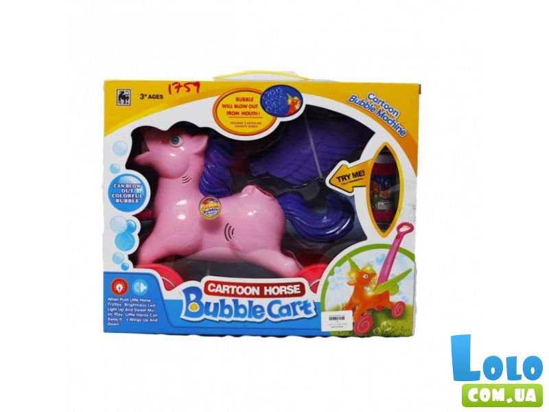 Каталка с мыльными пузырями Лошадка (фиолетовая)