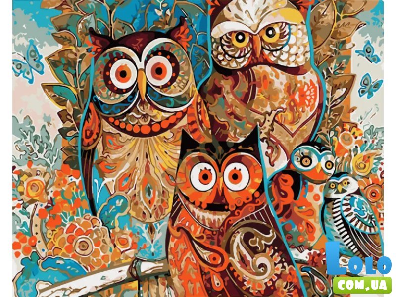 Картина по номерам Яркие совы, Art Craft (40х50 см)