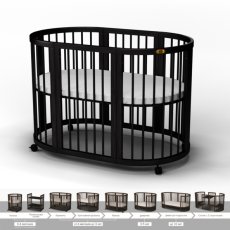 Круглая/овальная кроватка-трансформер 9 в 1 Smart Bed Round, IngVart (венге)
