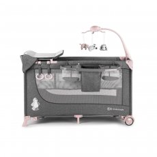 Кровать-манеж с пеленатором Joy Pink, Kinderkraft (серая с розовым)