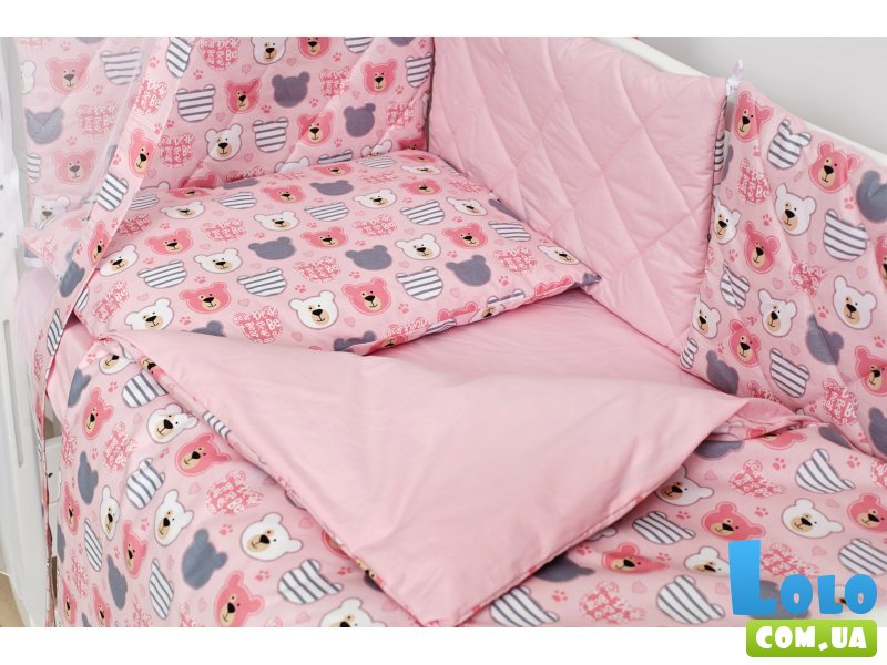 Постельный комплект Premium Glamour Bear Pink, Twins (8 элементов), (розовый)